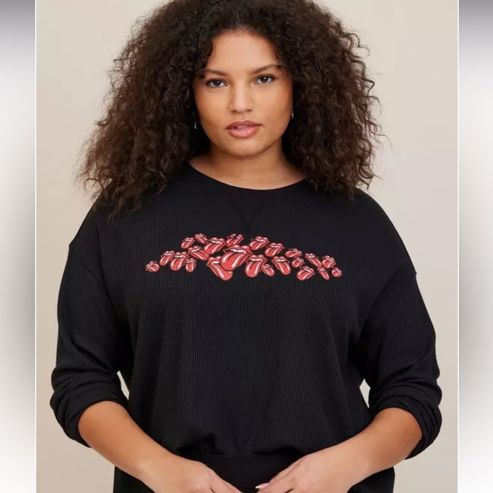 Rolling Stones waffle crop long sleeve